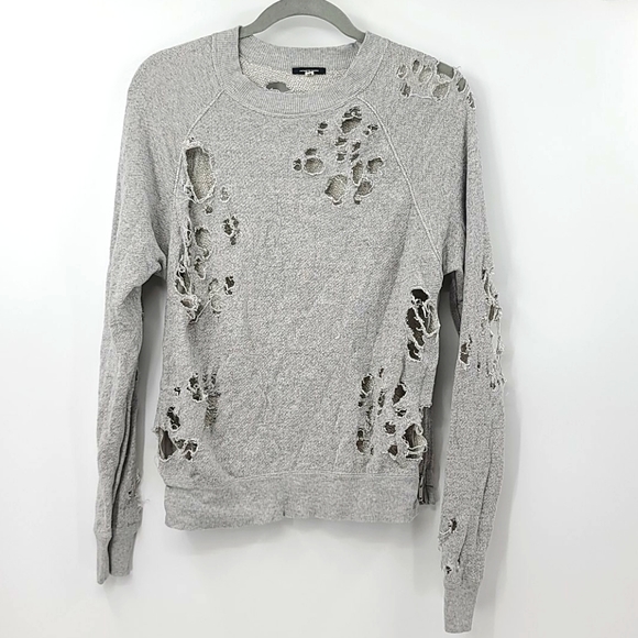 japanese fabric Tops - Japanese fabric gray distressed sweatshirt. Size s